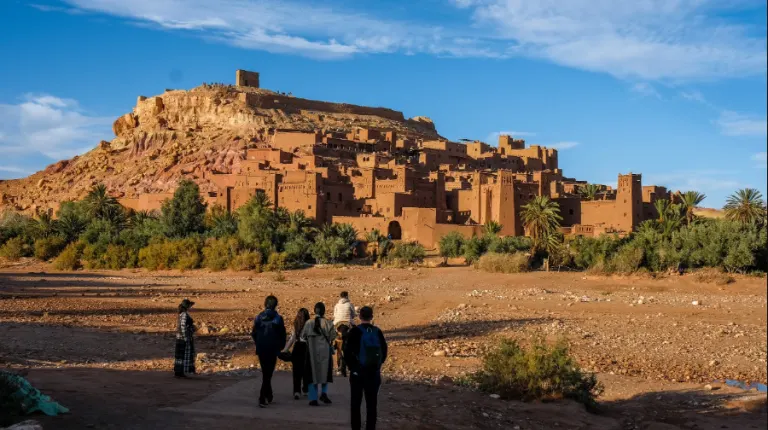 Fes to Marrakech Desert Tour 4 Days 9 Ancient mud-brick fortified village showcasing earthen architecture during a 4 days desert tour from Fes to Marrakech with Morocco Fun Tours.