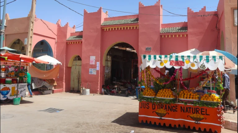 Morocco Itinerary 12 Days 43 Jemaa el-Fnaa square in the old medina of Marrakesh, showing a lively marketplace and gathering place recognized as UNESCO Intangible Cultural Heritage.