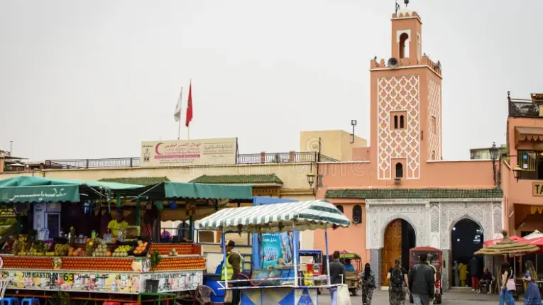 5 Days in Morocco Itinerary 11 Jemaa el-Fnaa square in Marrakesh, Morocco, featured in a Morocco Itinerary 5 Days travel experience.