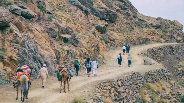 Beginner hiking trail in Imlil Valley with Berber villages, scenic Atlas paths, and guided experience offered by morocco fun tours