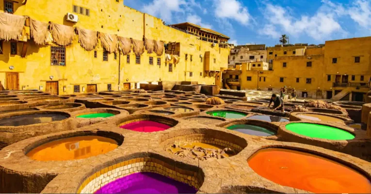 Home 14 Chouara Tannery in Fez with traditional leather dyeing pits, a cultural stop easily added through Morocco Fun Tours itineraries