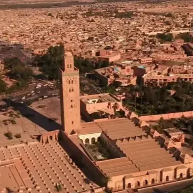 14 Aerial view of the Koutoubia Mosque and the historic Medina in Marrakech
